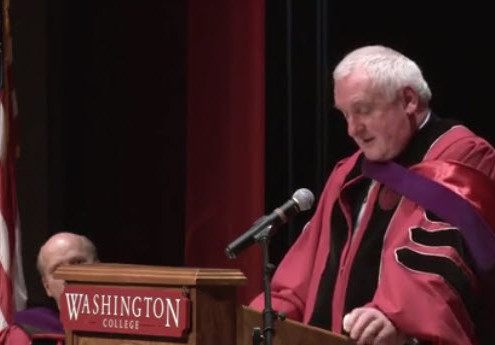 Bertie Ahern accepting his honorary degree from Washington College