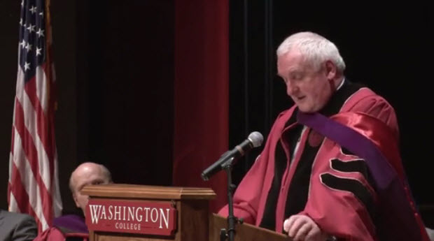 Bertie Ahern accepting his honorary degree from Washington College