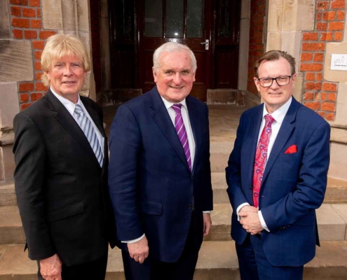 from left Professor Hastings Donnan, Bertie Ahern, President & Vice Chancellor Ian Greer at Queens University