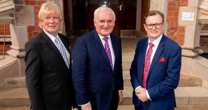 from left Professor Hastings Donnan, Bertie Ahern, President & Vice Chancellor Ian Greer at Queens University