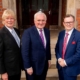 from left Professor Hastings Donnan, Bertie Ahern, President & Vice Chancellor Ian Greer at Queens University