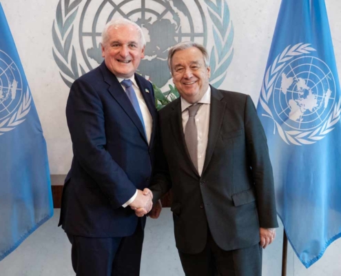 Bertie Ahern in New York with UN Secretary General Mr Antonio Guterres