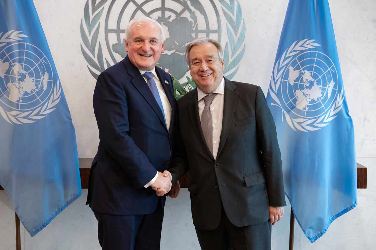 Bertie Ahern in New York with UN Secretary General Mr Antonio Guterres