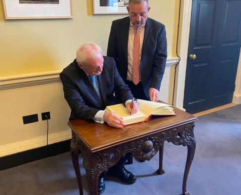 Bertie Ahern with Cathaoirleach of Seanad Éireann Jerry Buttimer - Seanad Éireann May 2023 - 1