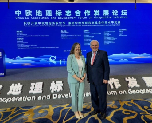 Bertie Ahern with Wendy Dorman-Smith Consul General, Consulate General of Ireland, at the China EU Cooperation and Development Forum 2023