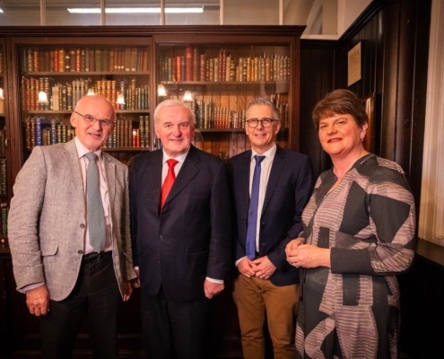 Bertie Ahern at the Linen Hall Library Belfast with Arlene Foster