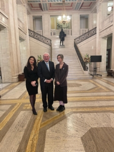 Bertie Ahern Cara Hunter MLA and Aine Kennedy Hist Auditor Trinity College