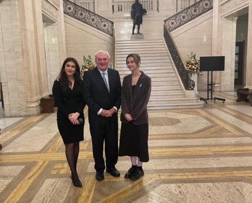 Bertie Ahern Cara Hunter MLA and Aine Kennedy Hist Auditor Trinity College