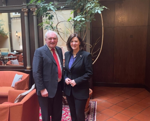 Bertie Ahern with USA Ambassador Vicky Kennedy in Vienna